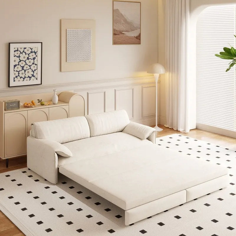 66  Queen Pull Out Sofa Bed, 3-in-1 Convertible Sleeper Sofa with Side Storage