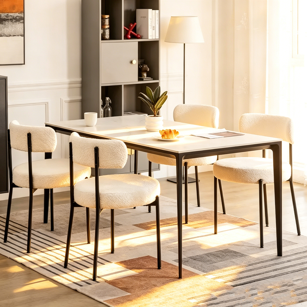 Chaises de cuisine et de salle à manger modernes en velours rembourrées