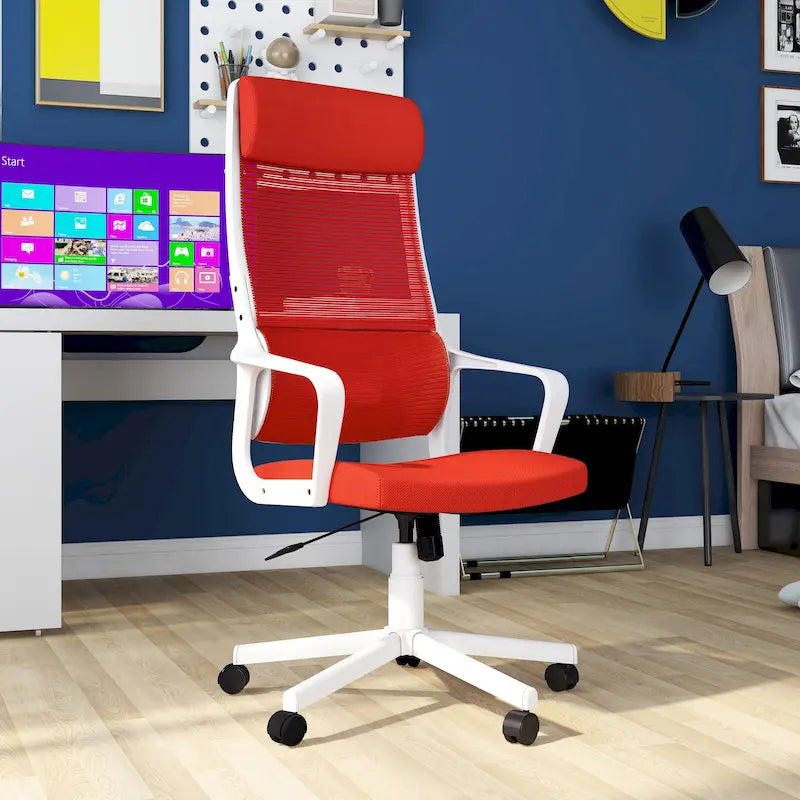 Chaise de bureau ergonomique pivotante et réglable en hauteur en tissu moderne