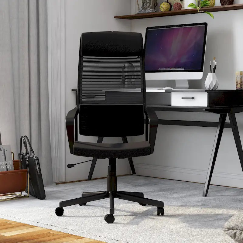 Chaise de bureau ergonomique pivotante et réglable en hauteur en tissu moderne