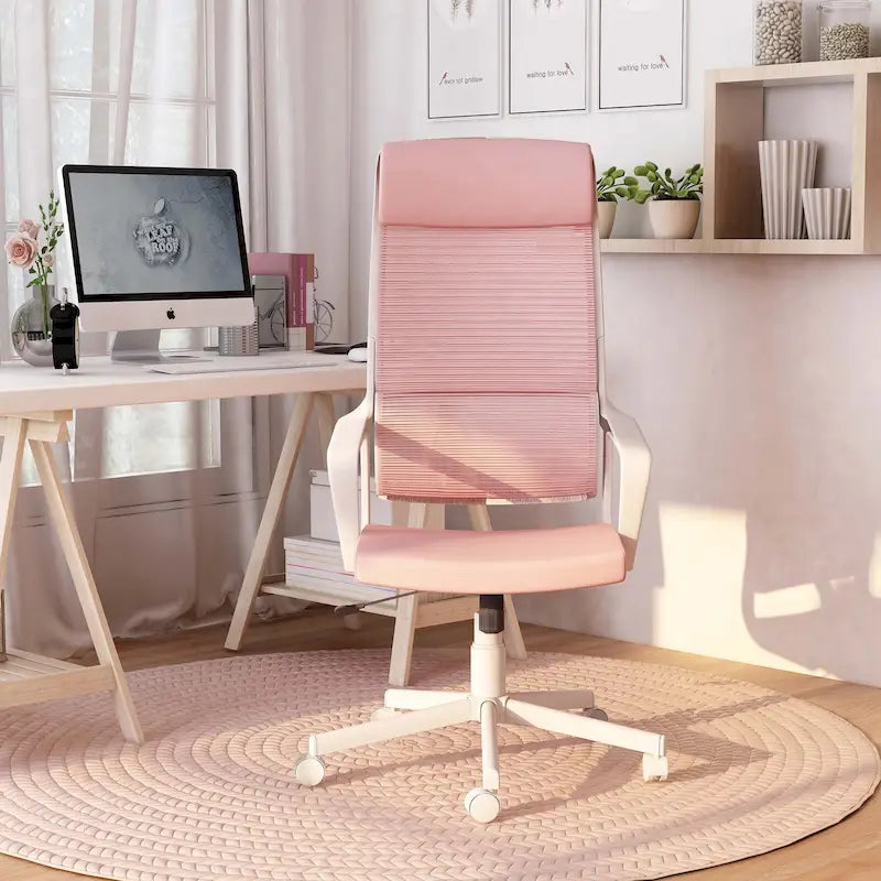 Chaise de bureau ergonomique pivotante et réglable en hauteur en tissu moderne