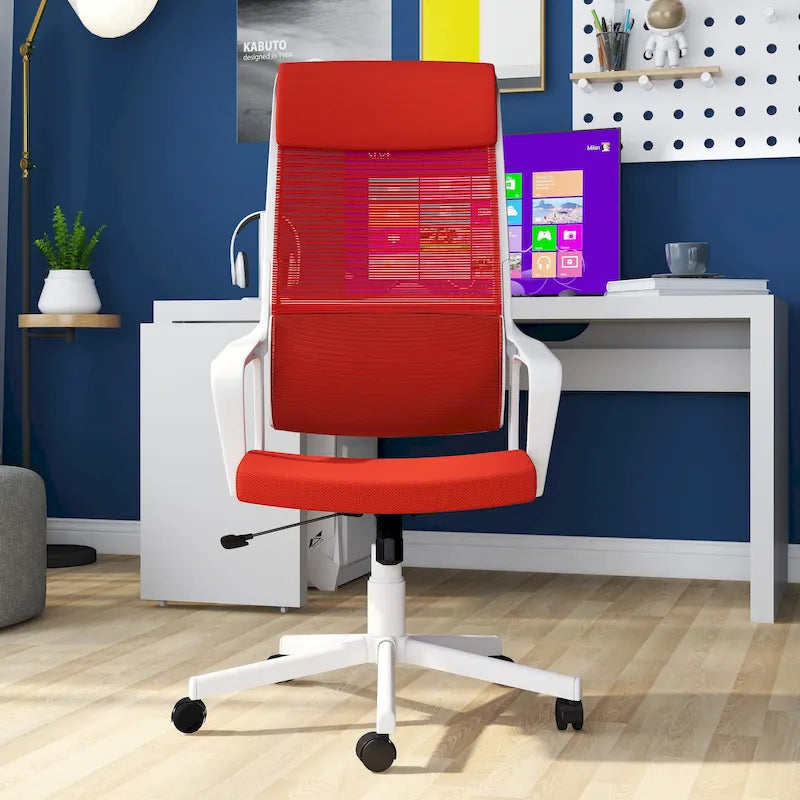 Chaise de bureau ergonomique pivotante et réglable en hauteur en tissu moderne