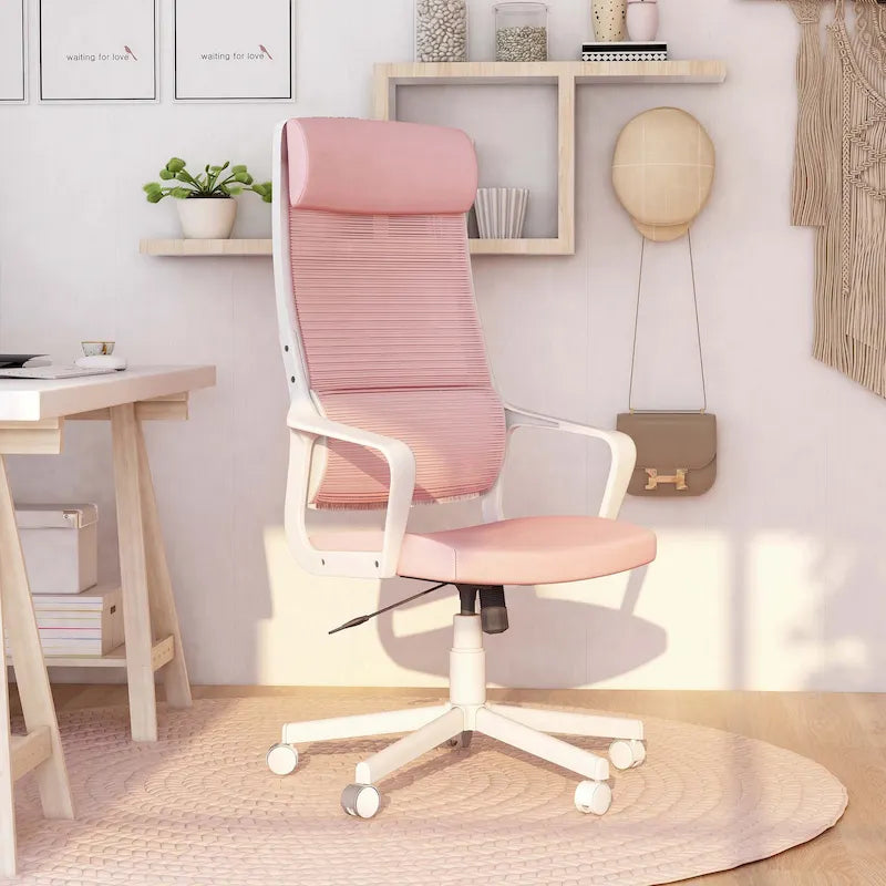 Chaise de bureau ergonomique pivotante et réglable en hauteur en tissu moderne