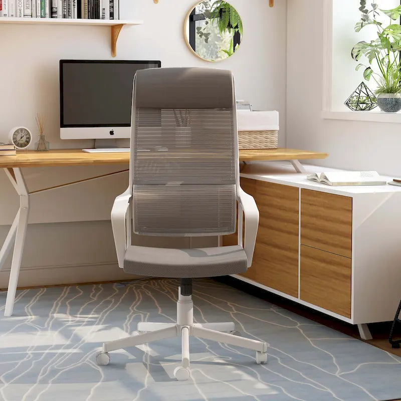 Chaise de bureau ergonomique pivotante et réglable en hauteur en tissu moderne