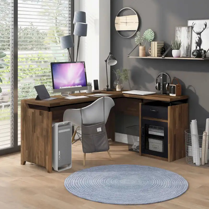 Bureau d'angle multifonctionnel de 63 pouces