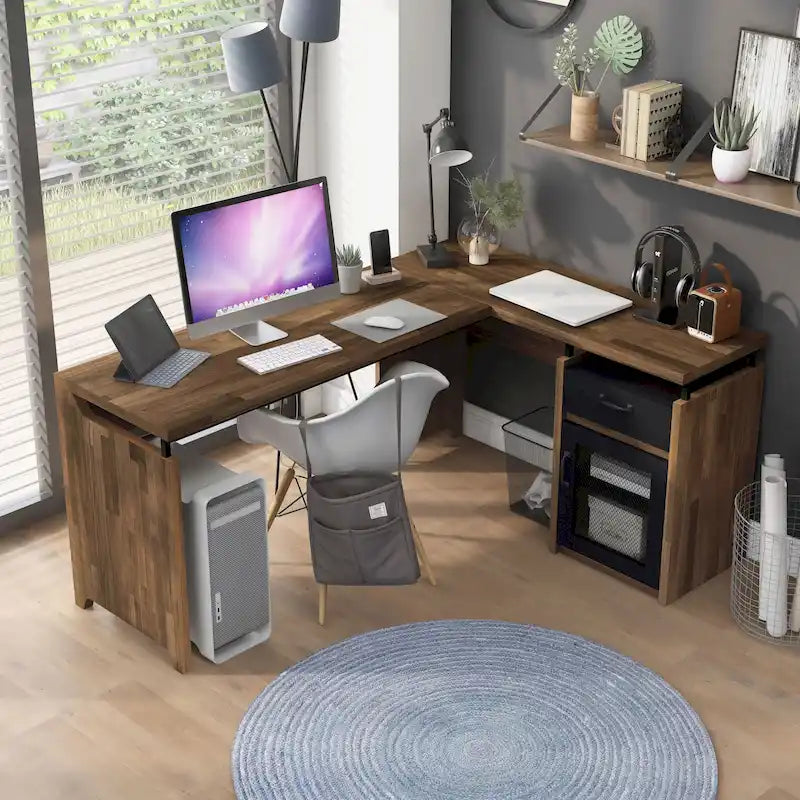 Bureau d'angle multifonctionnel de 63 pouces