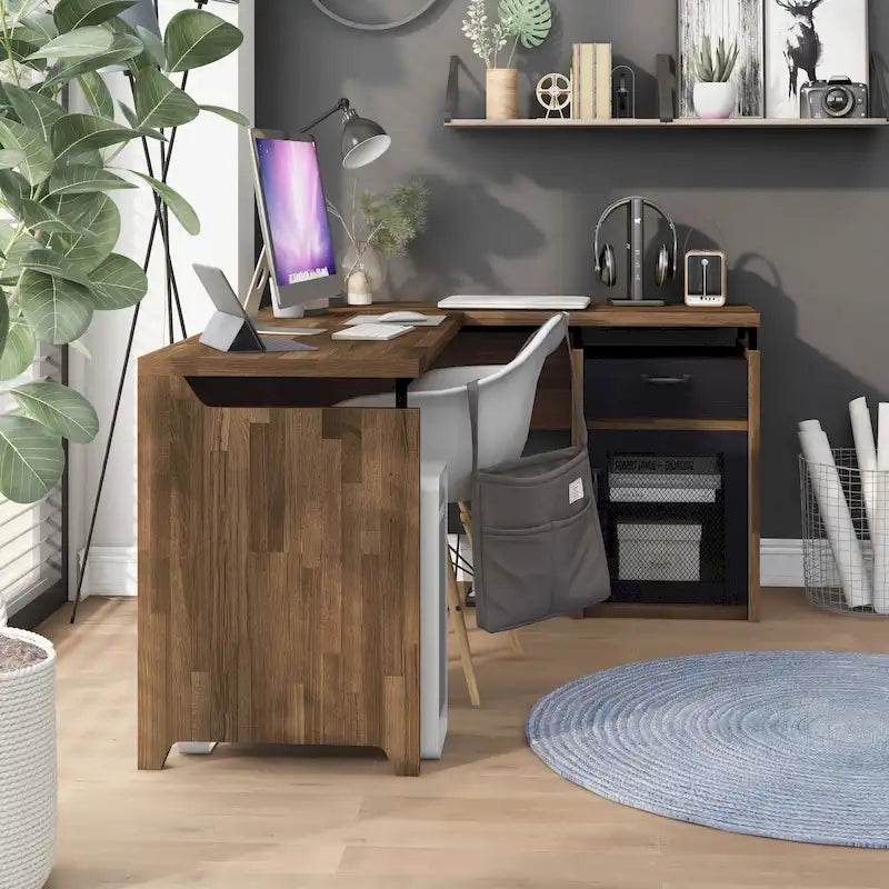 Bureau d'angle multifonctionnel de 63 pouces