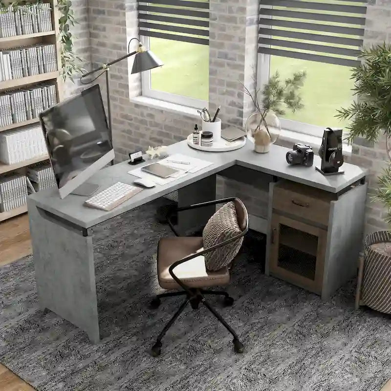 Bureau d'angle multifonctionnel de 63 pouces