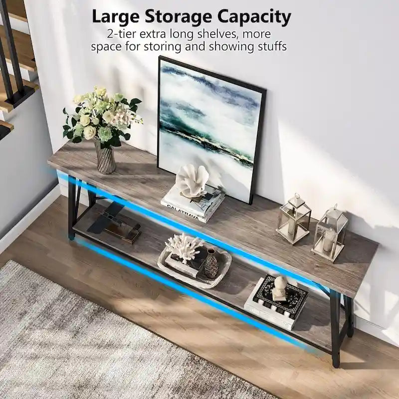 Console/Table de Canapé en Bois Extra Longue de 70,9 Pouces pour Entrée