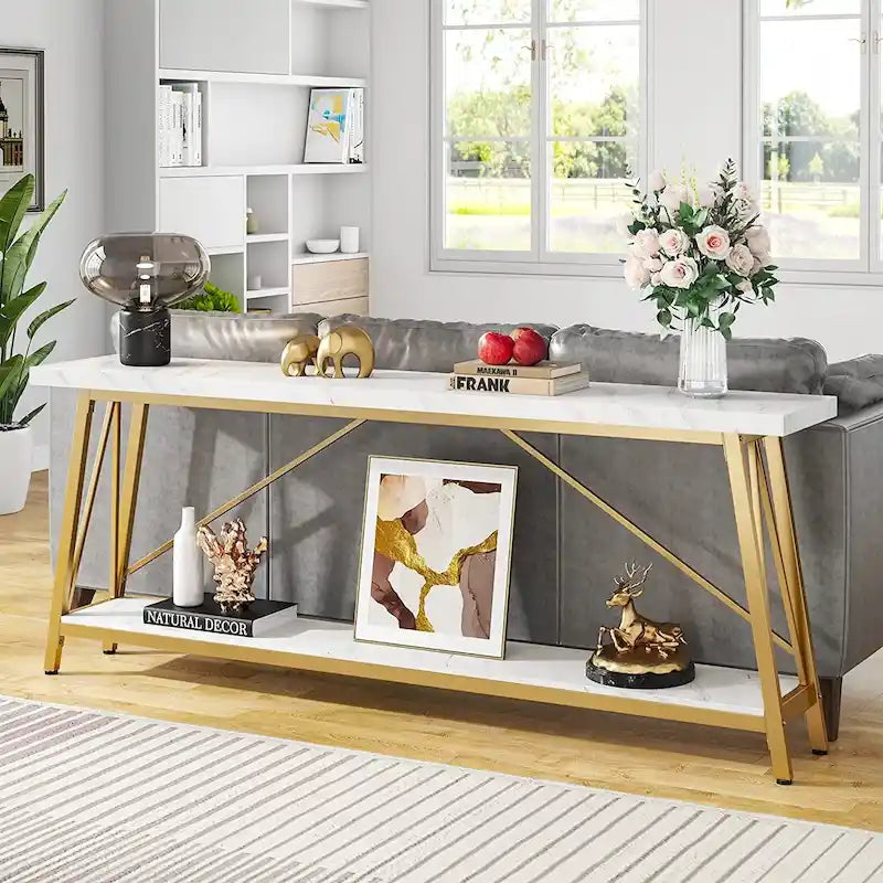 Console/Table de Canapé en Bois Extra Longue de 70,9 Pouces pour Entrée
