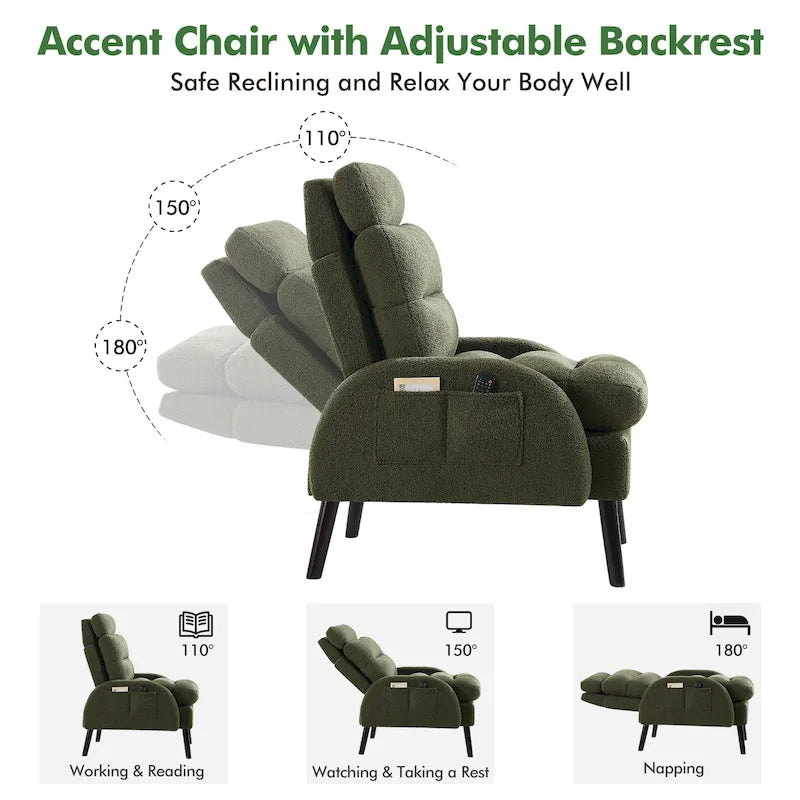 Chaise longue avec dossier réglable et pouf de rangement