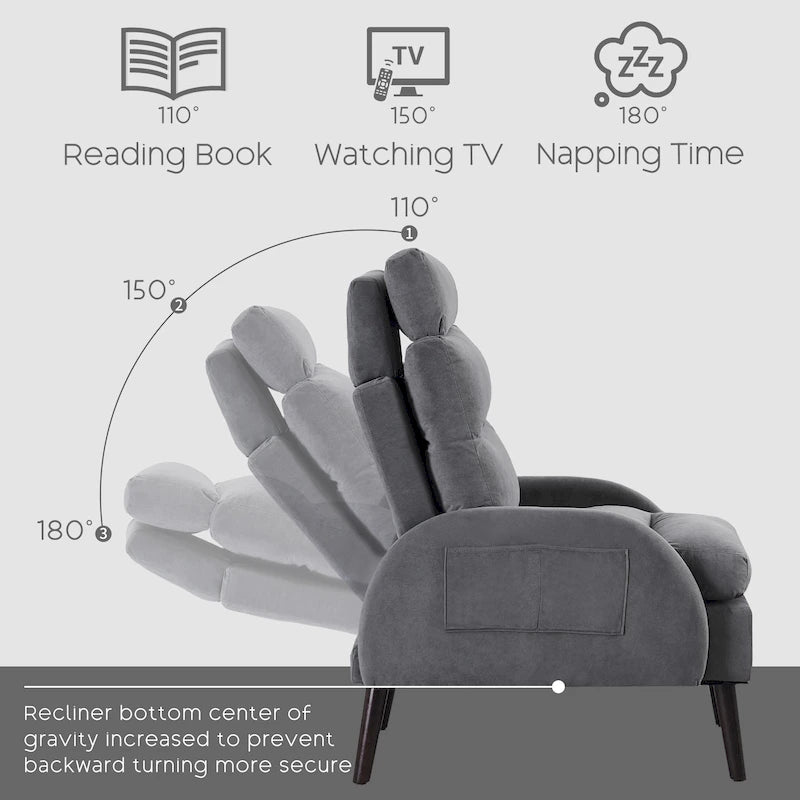 Chaise longue avec dossier réglable et pouf de rangement
