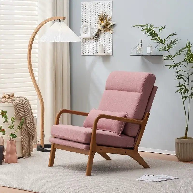 Chaise d'appoint à dossier haut en bois massif avec accoudoirs