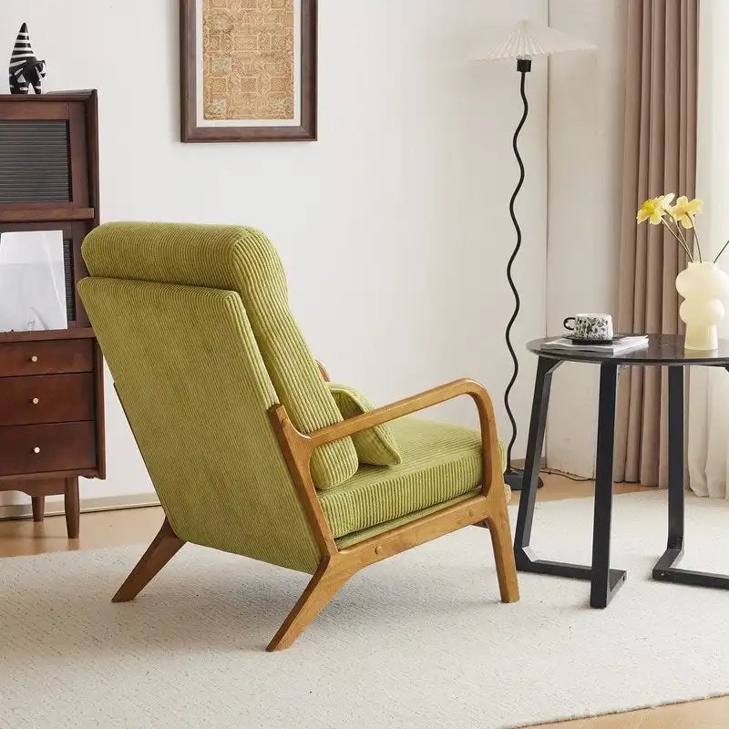 Chaise d'appoint à dossier haut en bois massif avec accoudoirs