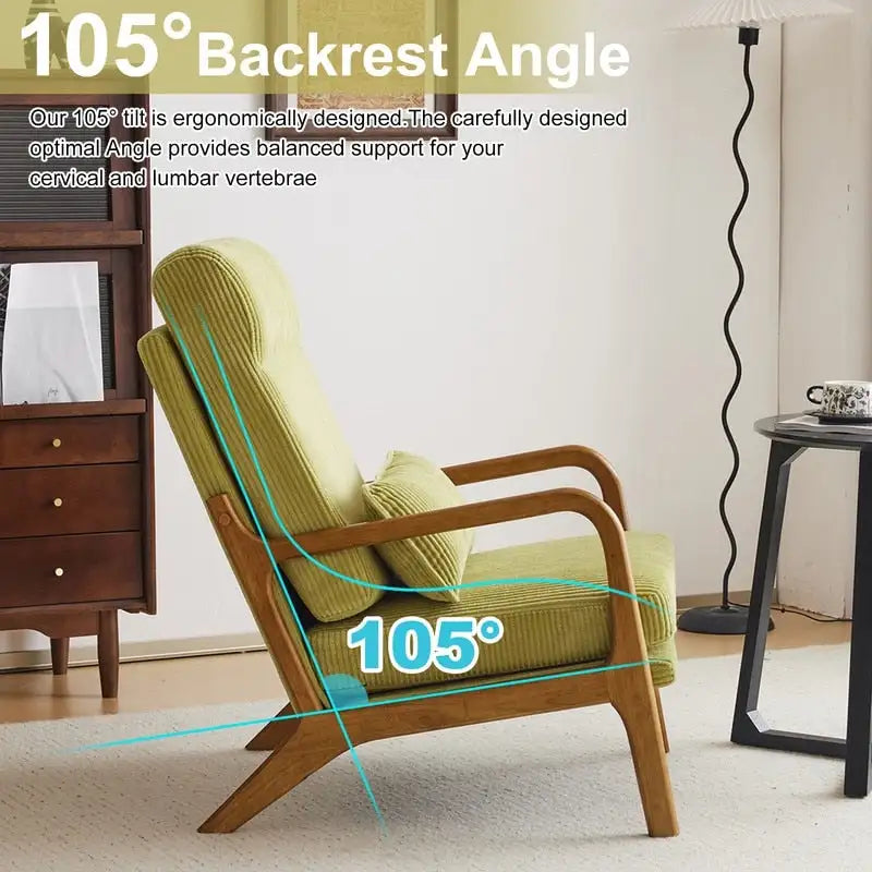 Chaise d'appoint à dossier haut en bois massif avec accoudoirs