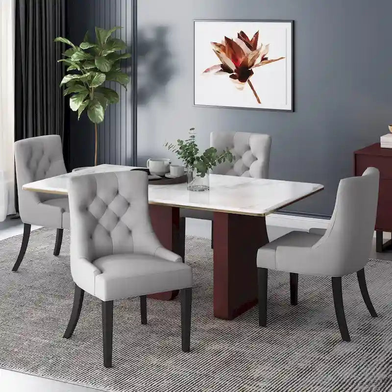 Chaise de salle à manger moderne en tissu capitonné