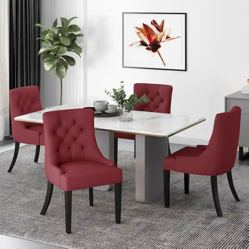 Chaise de salle à manger moderne en tissu capitonné