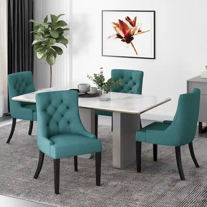 Chaise de salle à manger moderne en tissu capitonné