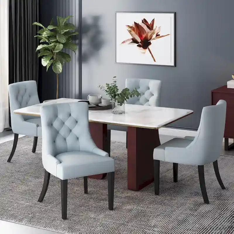 Chaise de salle à manger moderne en tissu capitonné