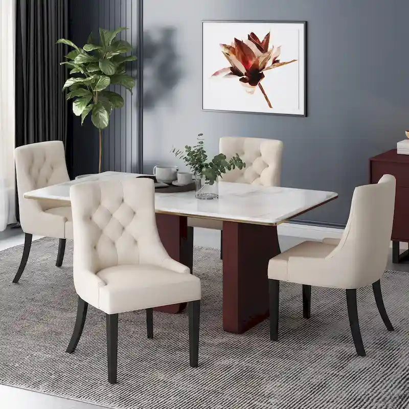 Chaise de salle à manger moderne en tissu capitonné
