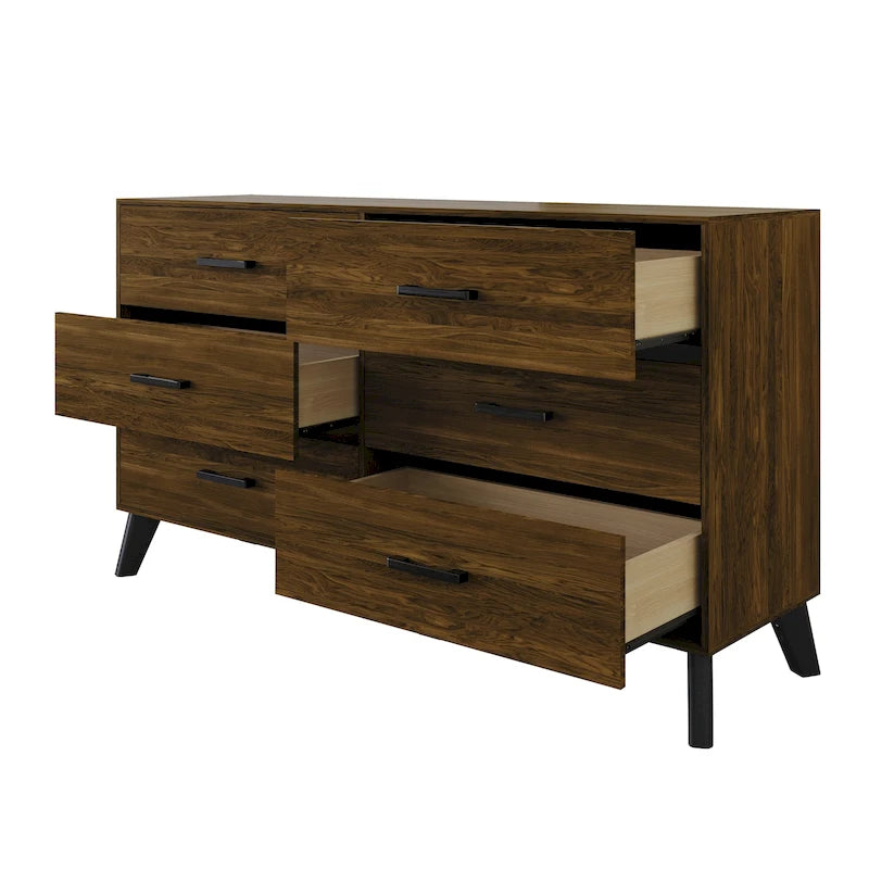 Commode en bois classique à six tiroirs