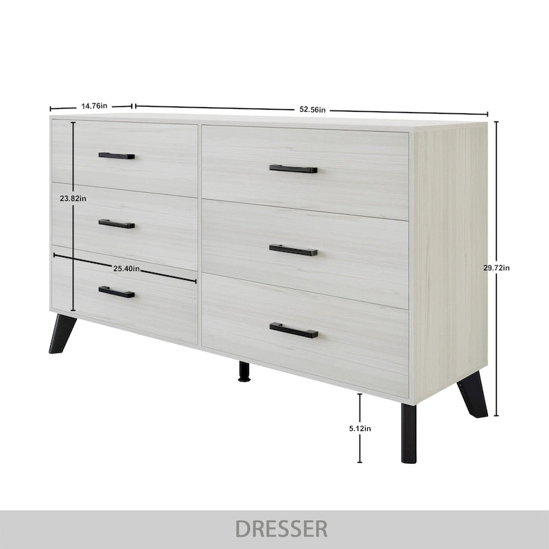 Commode en bois classique à six tiroirs