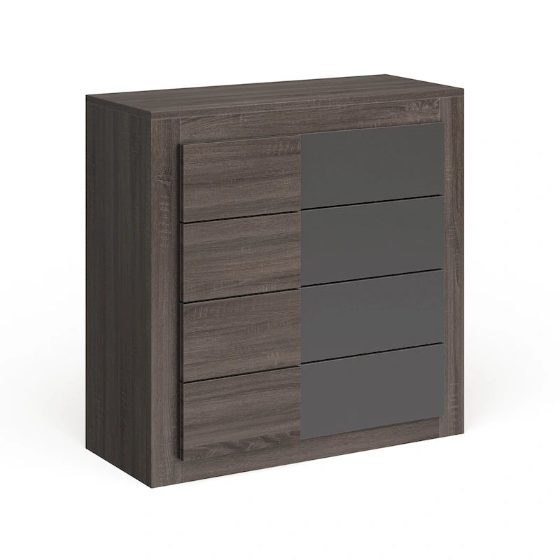 Commode à quatre tiroirs en placage de chêne foncé
