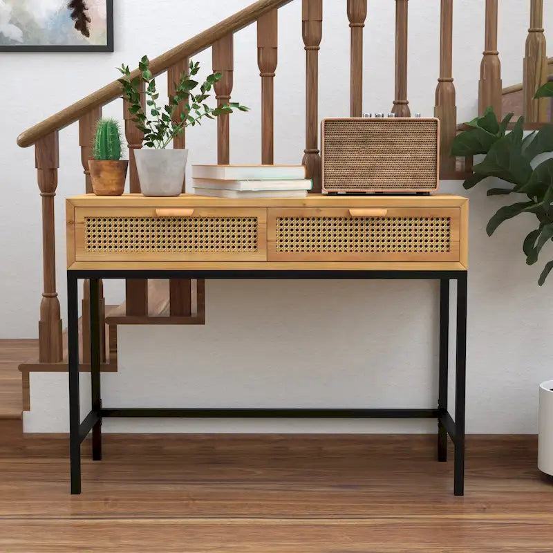 Table de contrôle tissée à l'avant, style ferme moderne