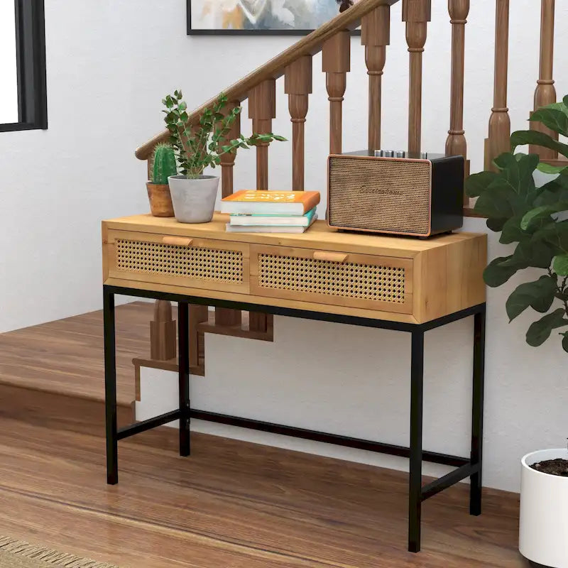 Table de contrôle tissée à l'avant, style ferme moderne