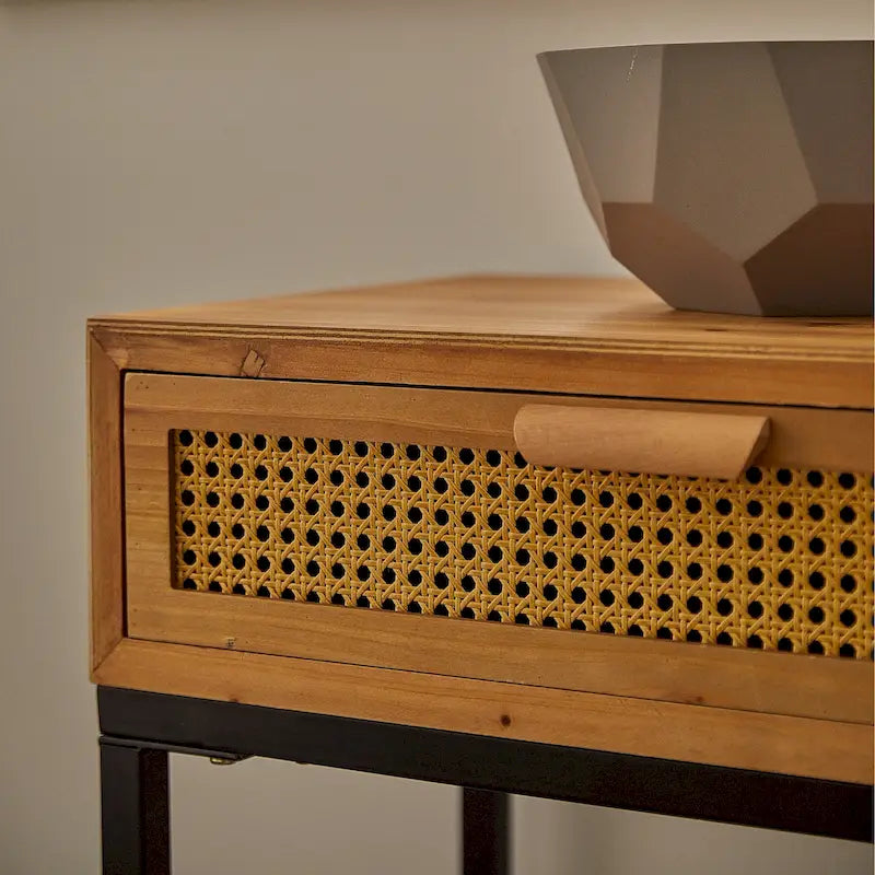 Table de contrôle tissée à l'avant, style ferme moderne