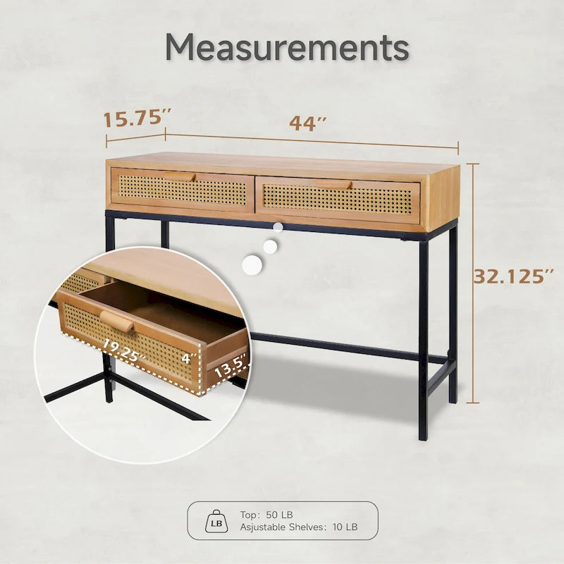 Table de contrôle tissée à l'avant, style ferme moderne