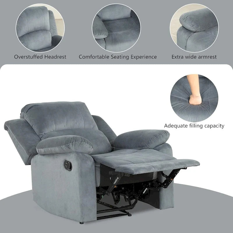 Fauteuil inclinable manuel, fauteuil simple moelleux et épaissi