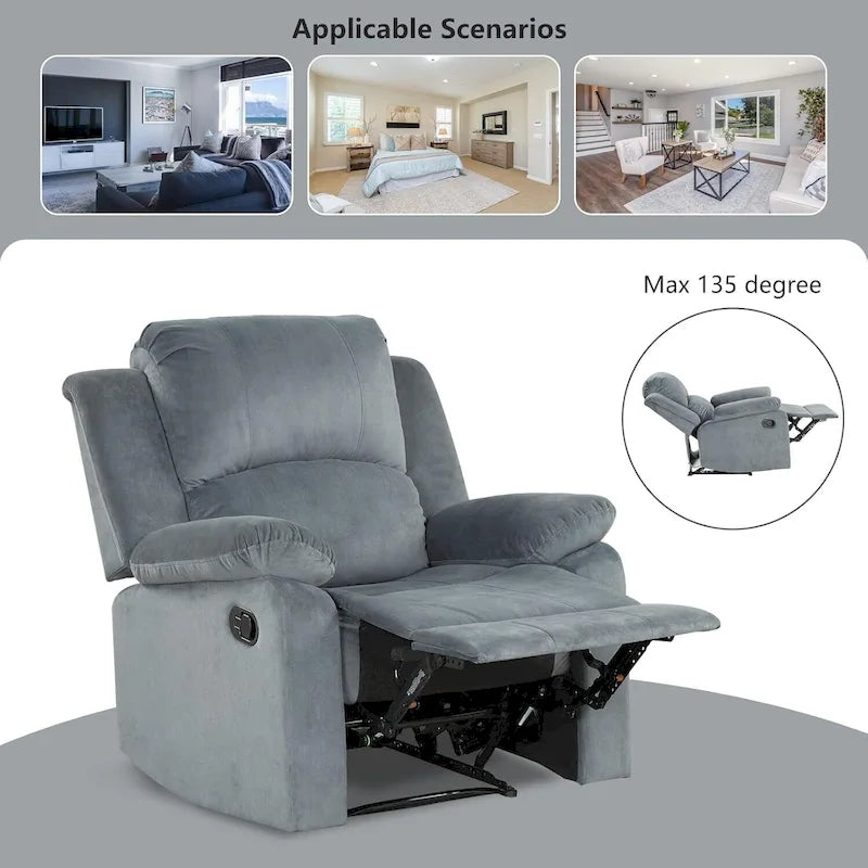 Fauteuil inclinable manuel, fauteuil simple moelleux et épaissi