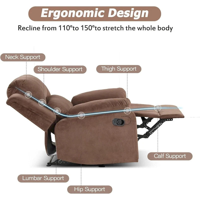 Fauteuil inclinable manuel, fauteuil simple moelleux et épaissi