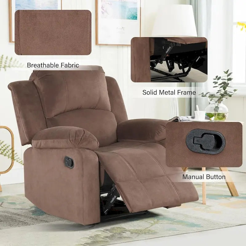 Fauteuil inclinable manuel, fauteuil simple moelleux et épaissi