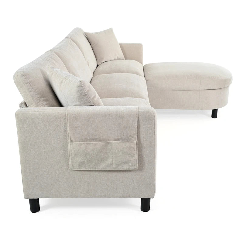 Élégant canapé en mousse avec coussins et pouf