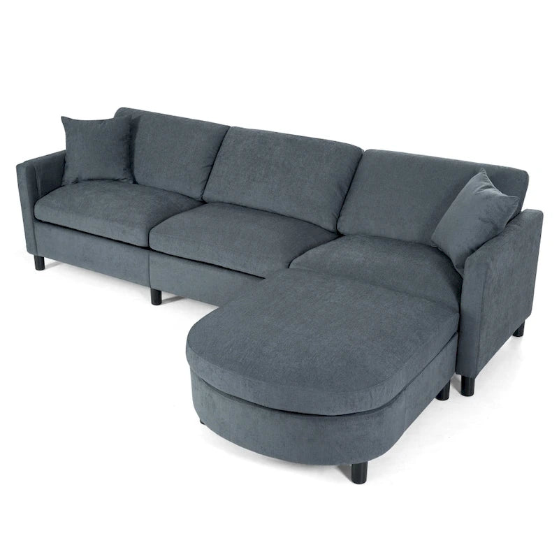 Élégant canapé en mousse avec coussins et pouf