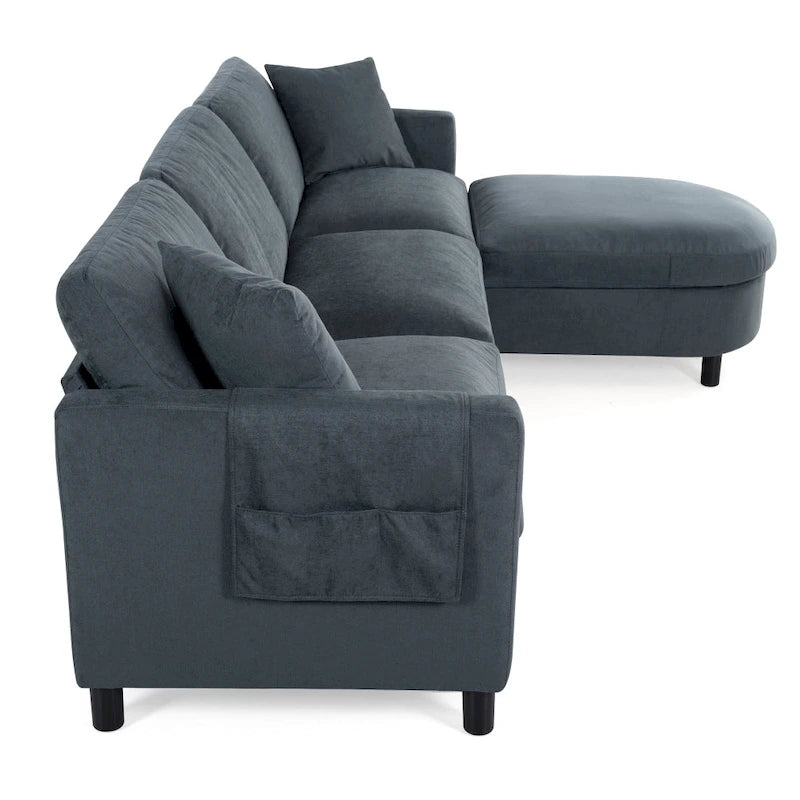 Élégant canapé en mousse avec coussins et pouf