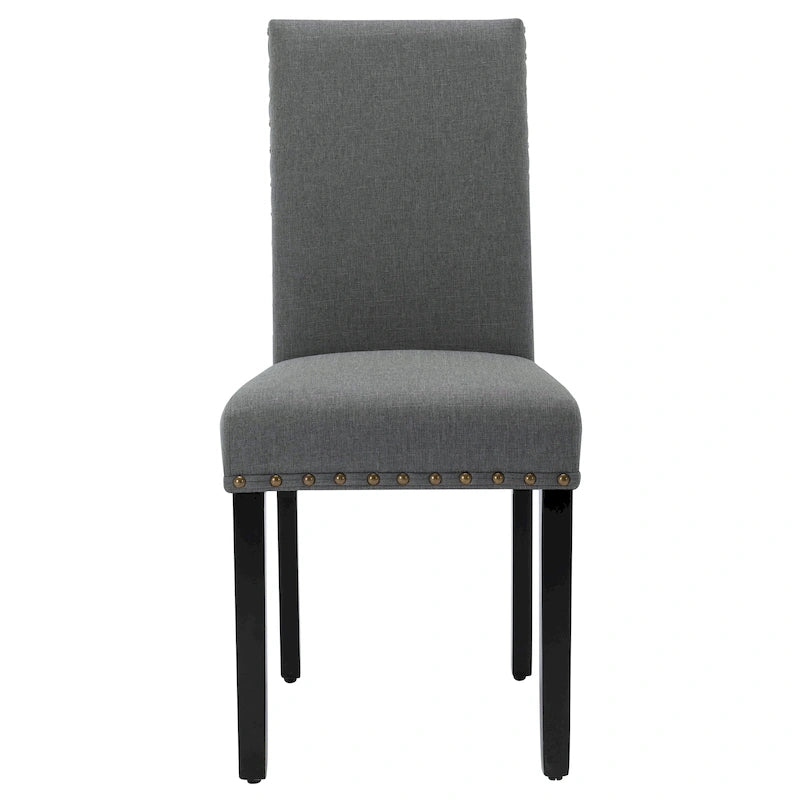 Lot de 2 chaises de salle à manger rembourrées en tissu avec rivets décoratifs