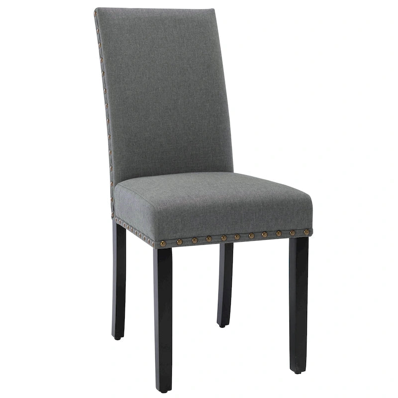 Lot de 2 chaises de salle à manger rembourrées en tissu avec rivets décoratifs