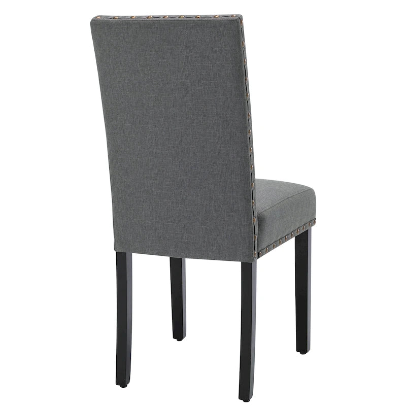 Lot de 2 chaises de salle à manger rembourrées en tissu avec rivets décoratifs