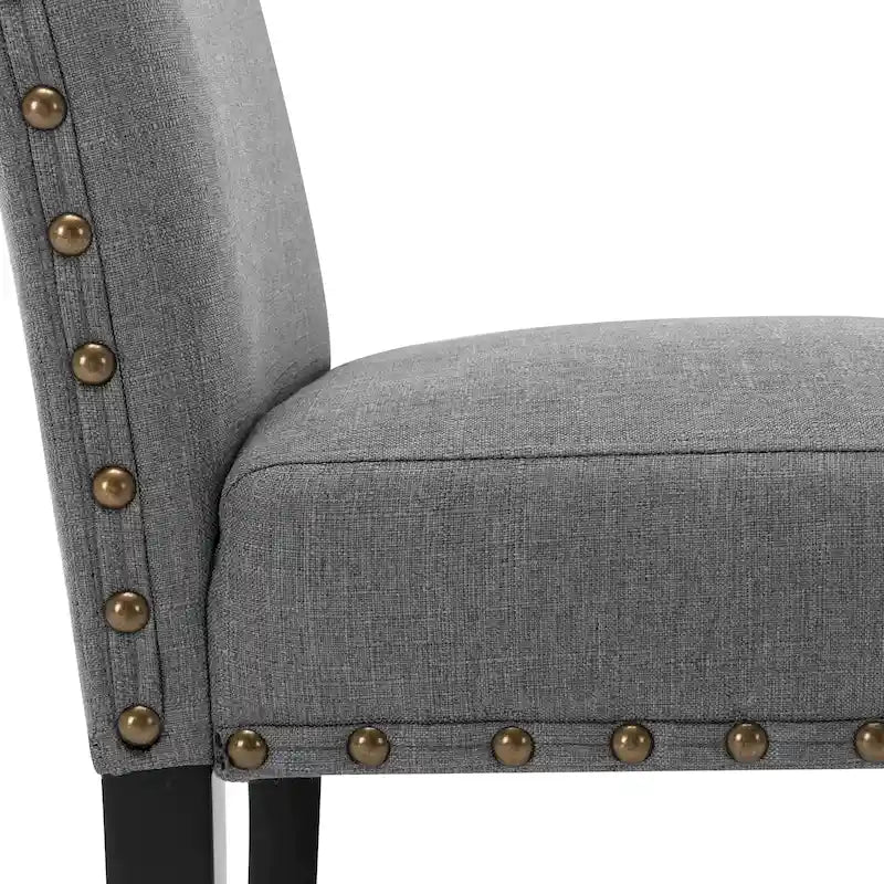 Lot de 2 chaises de salle à manger rembourrées en tissu avec rivets décoratifs