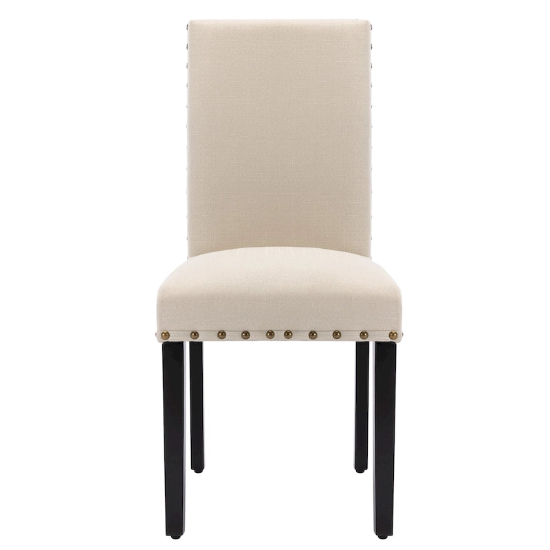 Lot de 2 chaises de salle à manger rembourrées en tissu avec rivets décoratifs