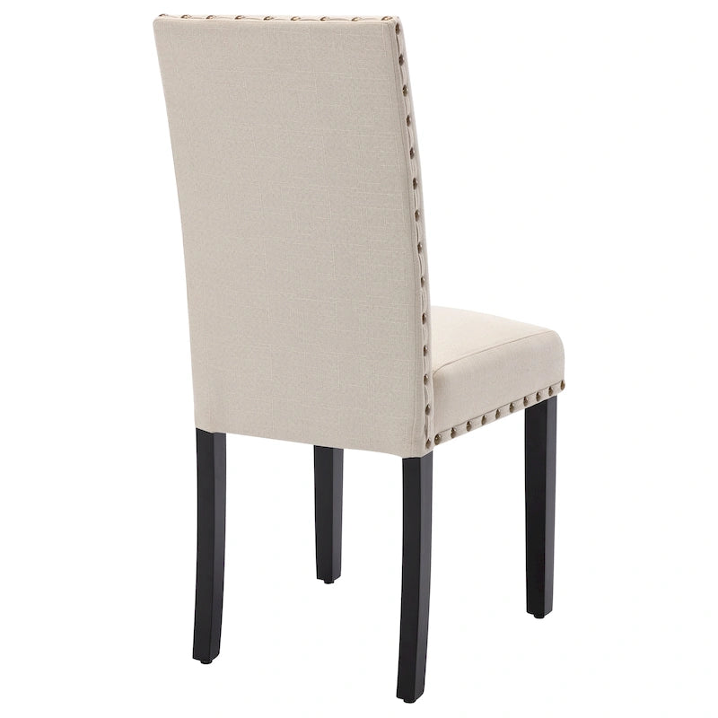 Lot de 2 chaises de salle à manger rembourrées en tissu avec rivets décoratifs