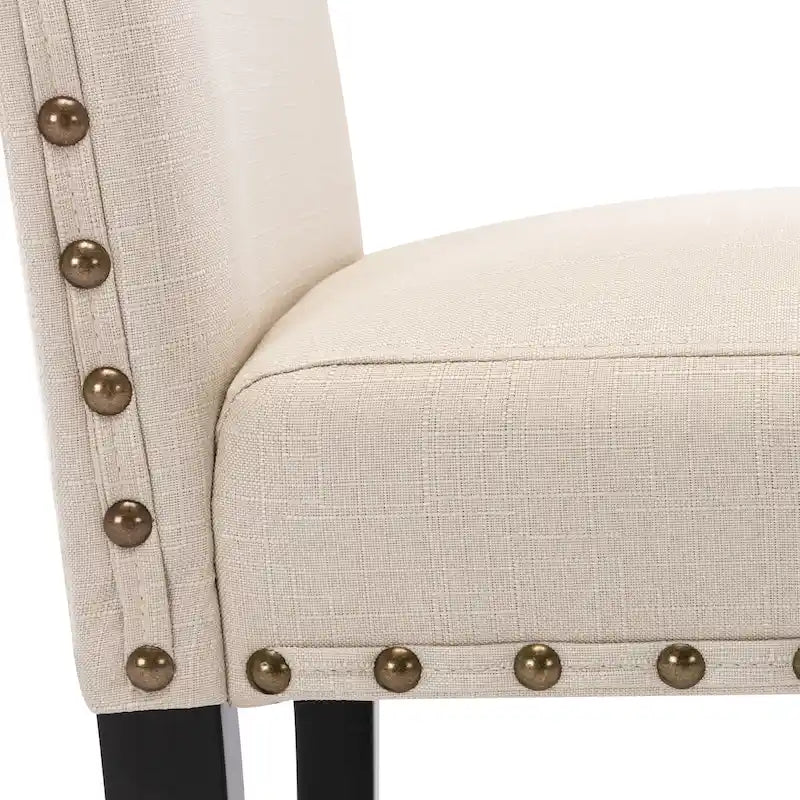 Lot de 2 chaises de salle à manger rembourrées en tissu avec rivets décoratifs