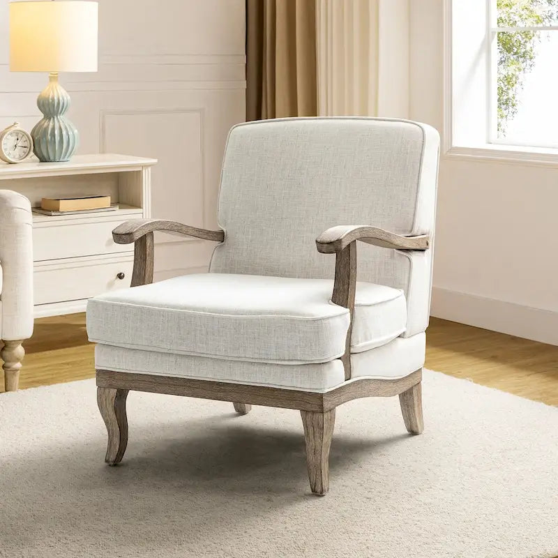 Fauteuil en polyester de style rustique avec dossier et coussin d'assise confortables