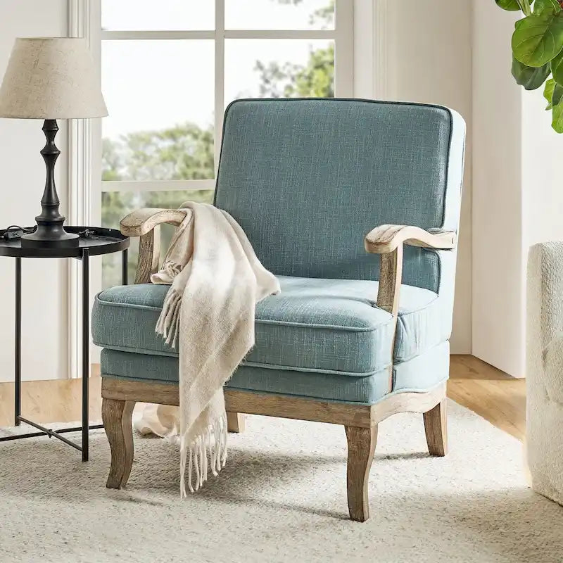 Fauteuil en polyester de style rustique avec dossier et coussin d'assise confortables