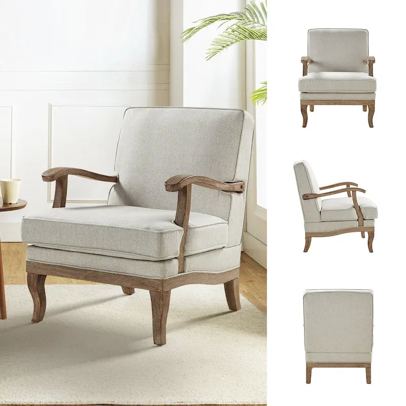 Fauteuil en polyester de style rustique avec dossier et coussin d'assise confortables