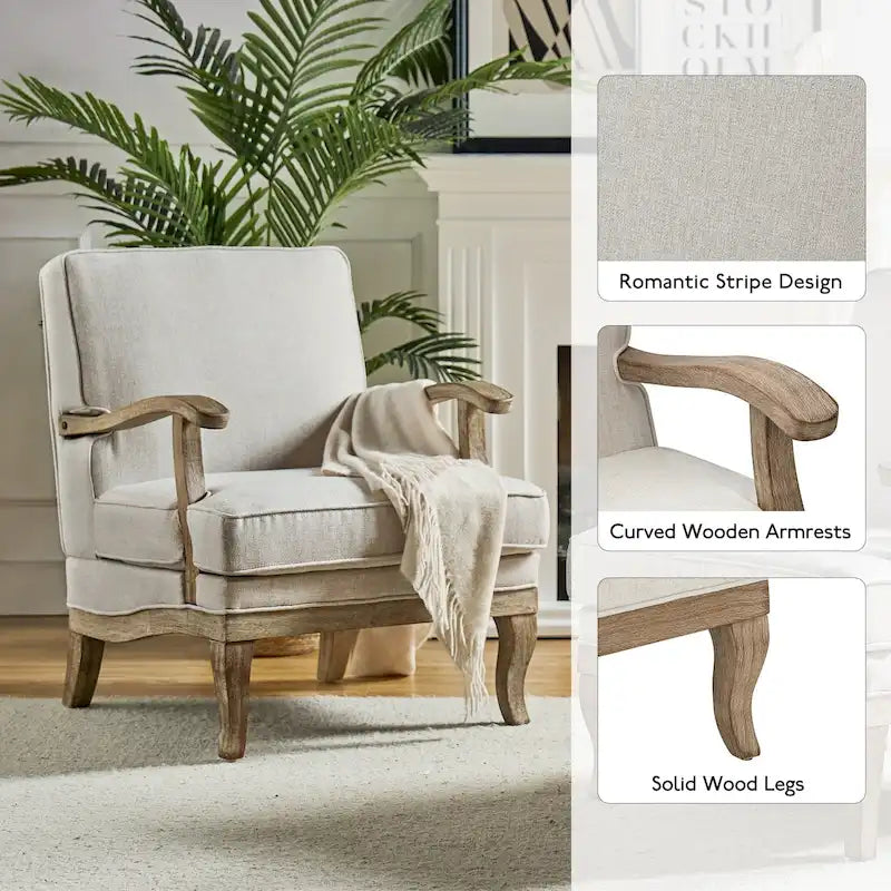 Fauteuil en polyester de style rustique avec dossier et coussin d'assise confortables