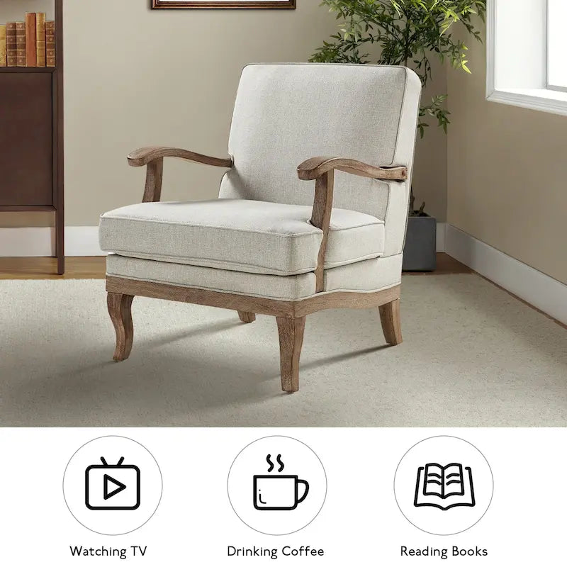 Fauteuil en polyester de style rustique avec dossier et coussin d'assise confortables